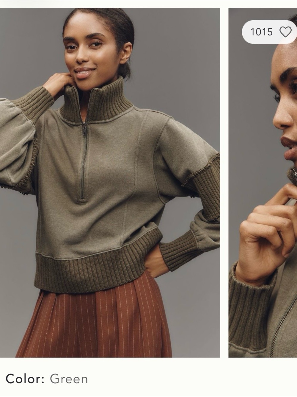 Anthropologie- Daily Practice, 1/2 zip mock neck sweatshirt